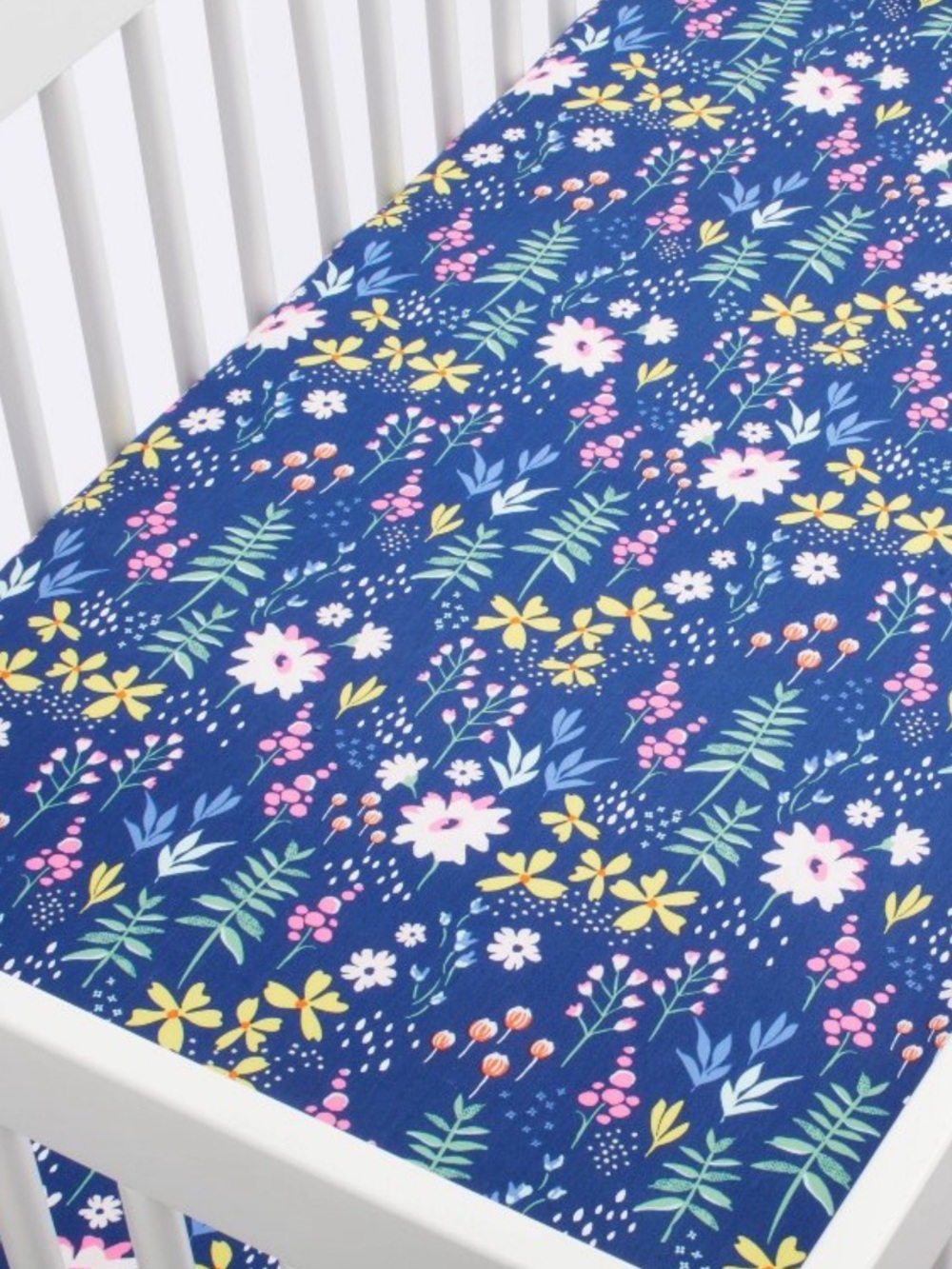 Bundle of two cloud island Floral Fitted crib Sheets - Navy & White Floral